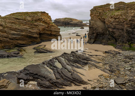 Las Cathedrales Strand in Ribadeo, Provinz Lugo, Region Galizien, Spanien, Europa Stockfoto