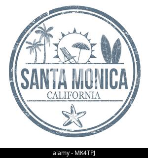 Santa Monica grunge Stempelabdruck auf weißem Hintergrund, Vector Illustration Stock Vektor