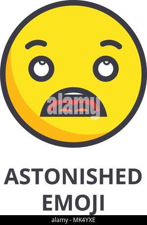 Erstaunt emoji Vektor Symbol Leitung, Zeichen, Abbildung auf Hintergrund, editierbare Anschläge Stock Vektor