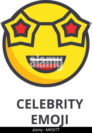 Celebrity emoji Vektor Symbol Leitung, Zeichen, Abbildung auf weißem Hintergrund, editierbare Anschläge Stock Vektor