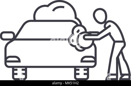 Auto waschen Service vektor Symbol Leitung, Zeichen, Abbildung auf Hintergrund, editierbare Anschläge Stock Vektor