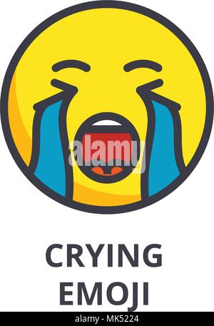 Weinend emoji Vektor Symbol Leitung, Zeichen, Abbildung auf Hintergrund, editierbare Anschläge Stock Vektor