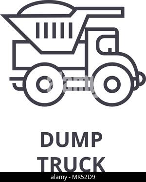 Dump Truck vektor Symbol Leitung, Zeichen, Abbildung auf Hintergrund, editierbare Anschläge Stock Vektor