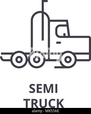 Semi Truck vektor Symbol Leitung, Zeichen, Abbildung auf Hintergrund, editierbare Anschläge Stock Vektor