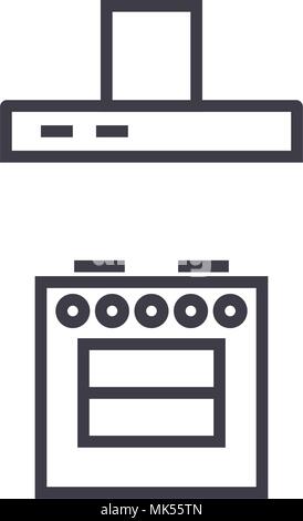 Herd mit einer Lüftungseinrichtung vektor Symbol Leitung, Zeichen, Abbildung auf Hintergrund, editierbare Anschläge Stock Vektor