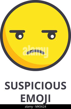 Verdächtige emoji Vektor Symbol Leitung, Zeichen, Abbildung auf Hintergrund, editierbare Anschläge Stock Vektor