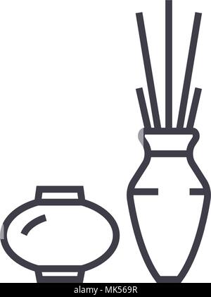 Zwei Vasen innen Vektor Symbol Leitung, Zeichen, Abbildung auf Hintergrund, editierbare Anschläge Stock Vektor