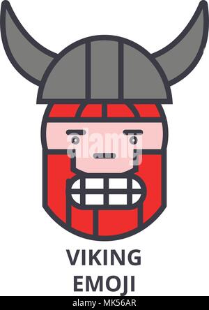 Viking emoji Vektor Symbol Leitung, Zeichen, Abbildung auf Hintergrund, editierbare Anschläge Stock Vektor