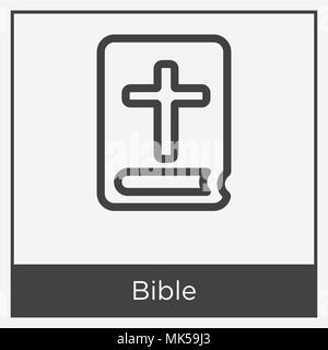 Bibel Symbol auf weißem Hintergrund mit grauen Rahmen, Zeichen und Symbol isoliert Stock Vektor