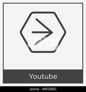 Youtube Symbol auf weißem Hintergrund mit grauen Rahmen, Zeichen und Symbol isoliert Stock Vektor