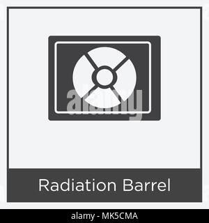 Strahlung Barrel Symbol auf weißem Hintergrund mit grauen Rahmen, Zeichen und Symbol isoliert Stock Vektor