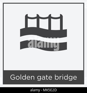 Golden Gate Bridge Symbol auf weißem Hintergrund mit grauen Rahmen, Zeichen und Symbol isoliert Stock Vektor