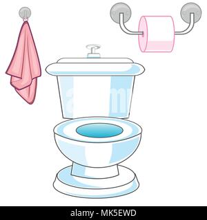 Schüssel und Toilettenpapier. Stock Vektor