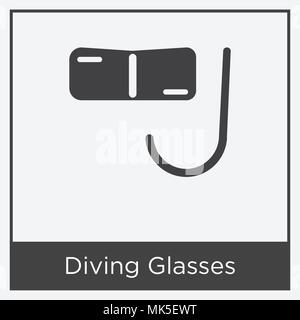 Tauchen Brille Symbol auf weißem Hintergrund mit grauen Rahmen, Zeichen und Symbol isoliert Stock Vektor