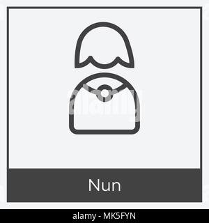 Nonne Symbol auf weißem Hintergrund mit grauen Rahmen, Zeichen und Symbol isoliert Stock Vektor