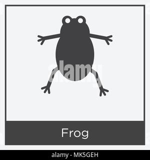 Frosch Symbol auf weißem Hintergrund mit grauen Rahmen, Zeichen und Symbol isoliert Stock Vektor