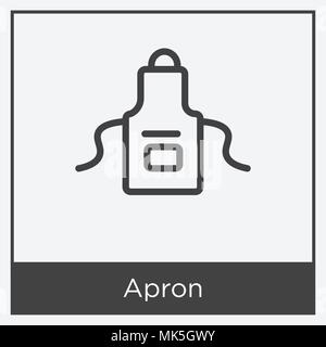 Schürze Symbol auf weißem Hintergrund mit grauen Rahmen, Zeichen und Symbol isoliert Stock Vektor