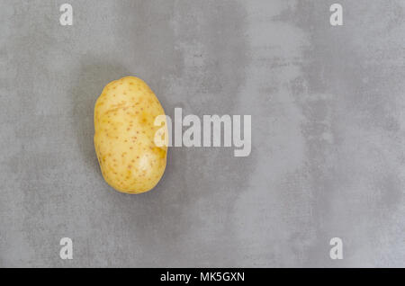 Tolles Konzept der gesunden Ernährung, Kartoffel auf grauem Hintergrund, poliertem Beton. Stockfoto
