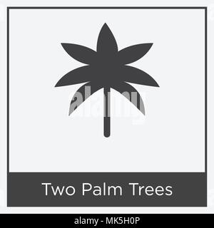 Zwei Palmen Symbol auf weißem Hintergrund mit grauen Rahmen, Zeichen und Symbol isoliert Stock Vektor