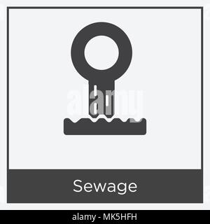 Abwasser Symbol auf weißem Hintergrund mit grauen Rahmen, Zeichen und Symbol isoliert Stock Vektor