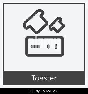 Toaster Symbol auf weißem Hintergrund mit grauen Rahmen, Zeichen und Symbol isoliert Stock Vektor