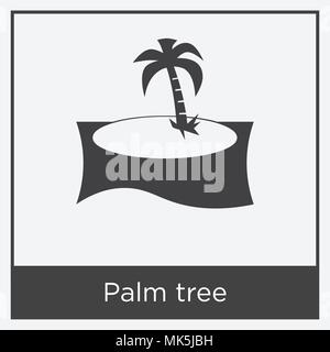 Palm Tree Symbol auf weißem Hintergrund mit grauen Rahmen, Zeichen und Symbol isoliert Stock Vektor