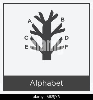 Alphabet Symbol auf weißem Hintergrund mit grauen Rahmen, Zeichen und Symbol isoliert Stock Vektor