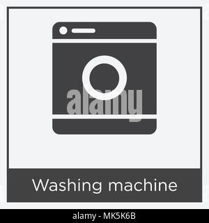 Waschmaschine Symbol auf weißem Hintergrund mit grauen Rahmen, Zeichen und Symbol isoliert Stock Vektor