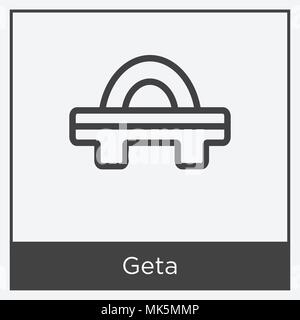 Geta Symbol auf weißem Hintergrund mit grauen Rahmen, Zeichen und Symbol isoliert Stock Vektor