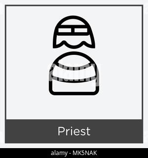 Priester Symbol auf weißem Hintergrund mit grauen Rahmen, Zeichen und Symbol isoliert Stock Vektor