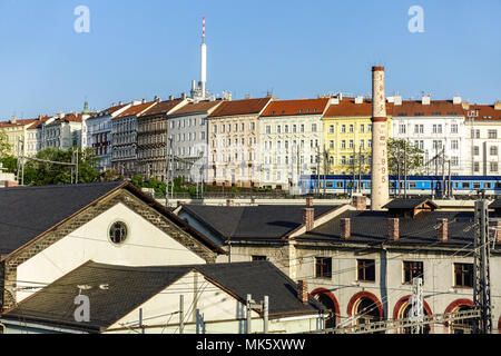 Prag Zizkov Panorama Gebäude, Prag Wohnungen Stadthäuser Tschechische Republik Stockfoto