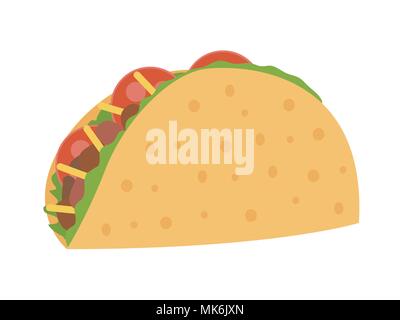 Taco Vector Illustration im flachen Stil. Taco mexikanisches Essen. Stock Vektor