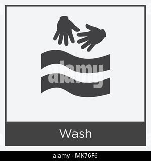 Waschen Sie Symbol auf weißem Hintergrund mit grauen Rahmen, Zeichen und Symbol isoliert Stock Vektor