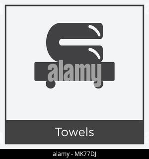 Handtücher Symbol auf weißem Hintergrund mit grauen Rahmen, Zeichen und Symbol isoliert Stock Vektor