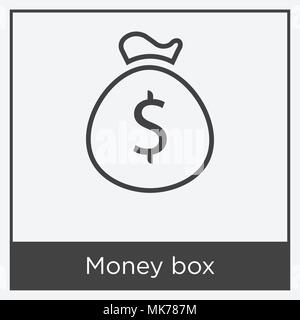 Geld box Symbol auf weißem Hintergrund mit grauen Rahmen, Zeichen und Symbol isoliert Stock Vektor