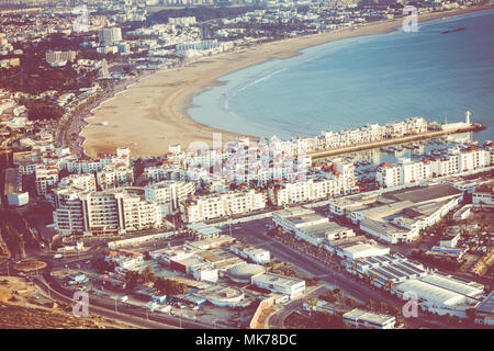 Agadir Antenne Panoramablick von der Festung Kasbah Agadir (Agadir) in Marokko Stockfoto