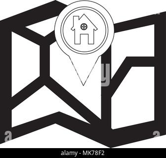 Papier map guide mit Symbol house Vector Illustration Design Stock Vektor