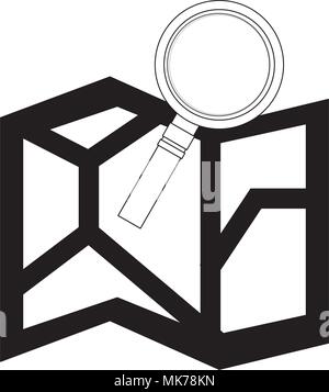 Papier map guide mit Lupe Vector Illustration Design Stock Vektor