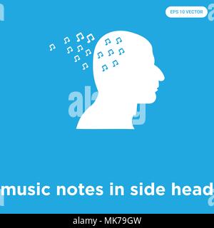 Noten im Kopf vektor Symbol auf blauem Hintergrund, Zeichen und Symbol isoliert Stock Vektor
