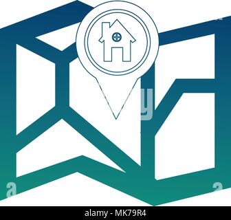 Papier map guide mit Symbol house Vector Illustration Design Stock Vektor