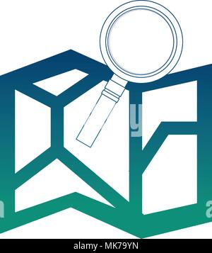 Papier map guide mit Lupe Vector Illustration Design Stock Vektor