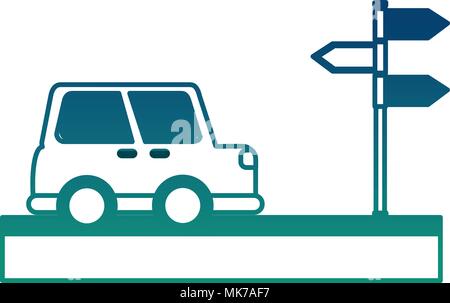Auto Fahrzeug Limousine mit Pfeilen zeichen Vector Illustration Design Stock Vektor