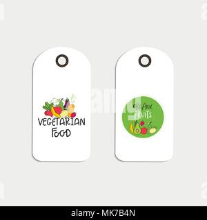 Satz von Vector eco oder Tag, Bio Green Logo. Vegane Zeichen für Cafe, Restaurants, Produkte verpacken. Hand Blätter, Zweige, Anlage Elemente mit Stock Vektor