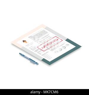 Weibliche Lebenslauf mit infografik Design. Stilvolle CV für Frauen. Isometrische 3D-Vektor, infografik Konzept. Stock Vektor