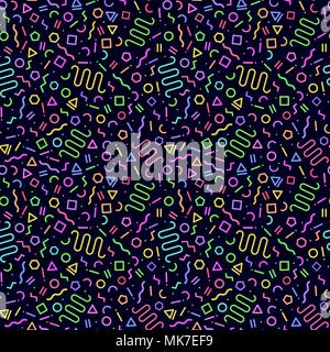 Unordentliche geometrische Memphis nahtlose Muster. Retro Style Abbildung Stock Vektor