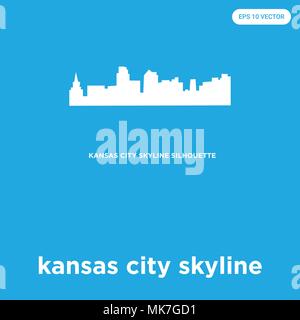 Kansas City Skyline vektor Symbol auf blauem Hintergrund, Zeichen und Symbol isoliert Stock Vektor