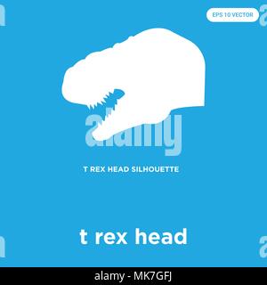 T-rex Kopf vektor Symbol auf blauem Hintergrund, Zeichen und Symbol isoliert Stock Vektor