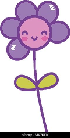 Pixel kawaii Blume Pflanze Spiel Stock Vektor