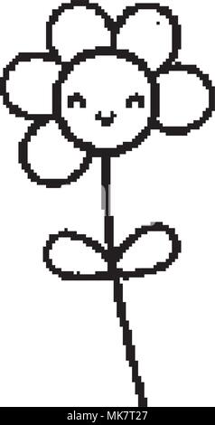 Grunge pixel kawaii Blume Pflanze Spiel Stock Vektor