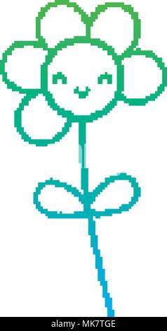 Degraded Linie pixel kawaii Blume Pflanze Spiel Stock Vektor